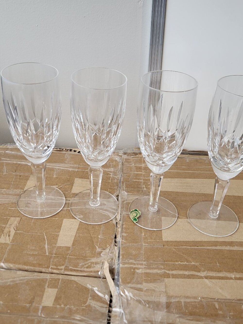 4 WATERFORD CRYSTAL KILDARE Fluted Champagne glasses Vintage 7 1/4"